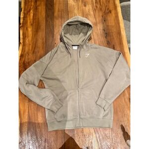 Gymshark Zip Up Hoodie Mens Small Gray Good Rest Day Essentials Sweatshirt